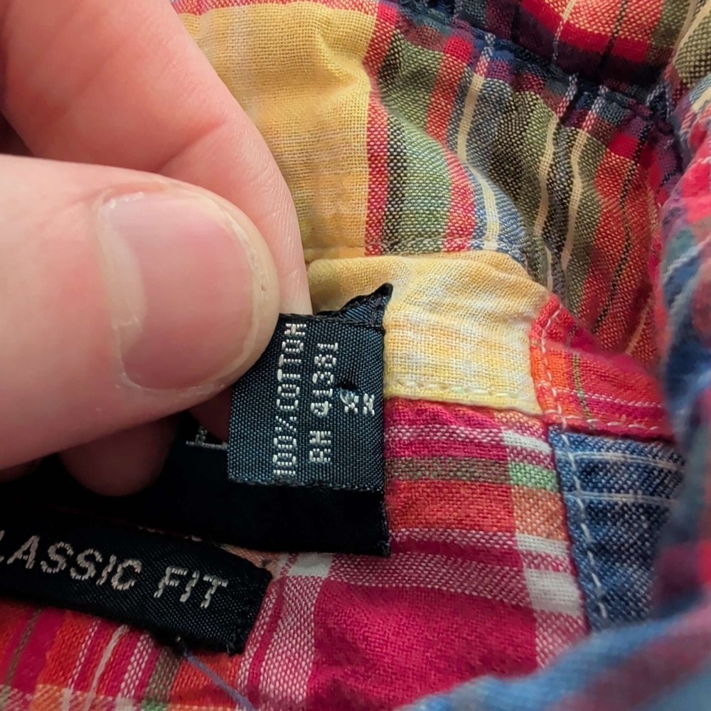 Ralph Lauren Patchwork Plaid Shirt Mens Small Multicolor Classic Fit Madras - Picture 4 of 5